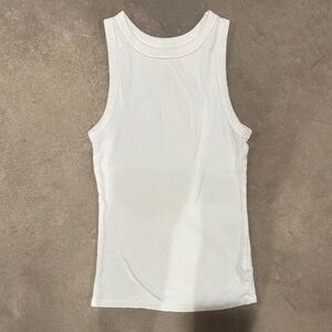 Ribbed Sleeveless white Tank Top